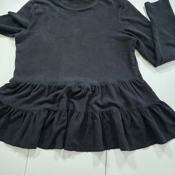 Zara Tunic Womens L Black LS Monochrome Knit Top Tiered Hem Goth Lagenlook Boho - Picture 11 of 14
